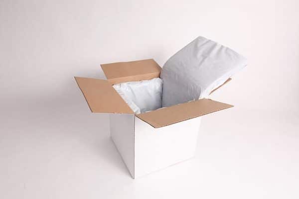 an insulated cardboard box with paddings inside